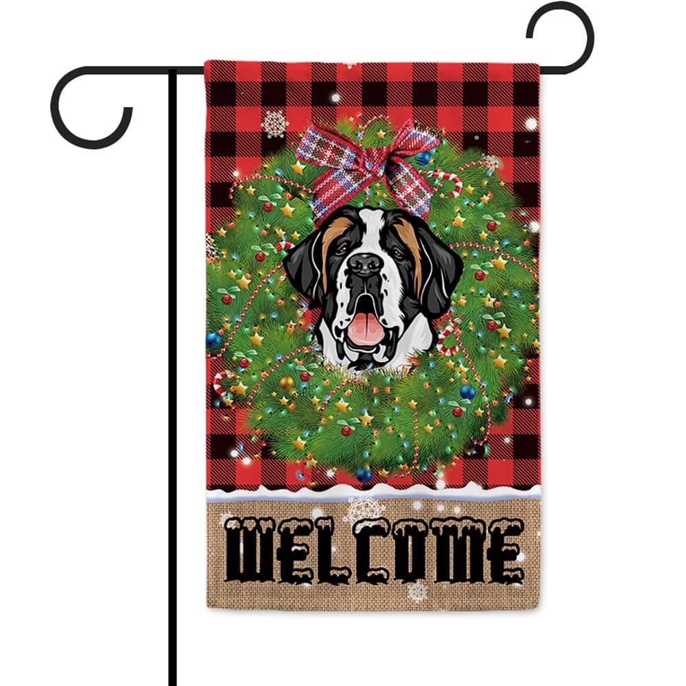 MALIHONG Personalized Merry Christmas Happy New Year Decor Garden Flag 12.5x18 Inch Rottweiler Dog in Van Car Snowflake Xmas Holiday Winter Flag Outdoor Yard Sign Decor