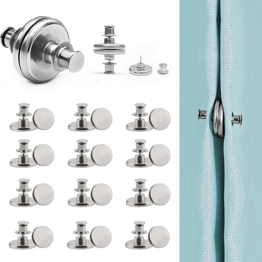 JAONLD 24 Piezas Magnética para Cortina, Plata Pesos de Cortina Magnéticos, Botón Magnético Desmontable, Durable Iman, Boton para Dormitorio, Salón, Comedor, Baño, Cocina, Oficina