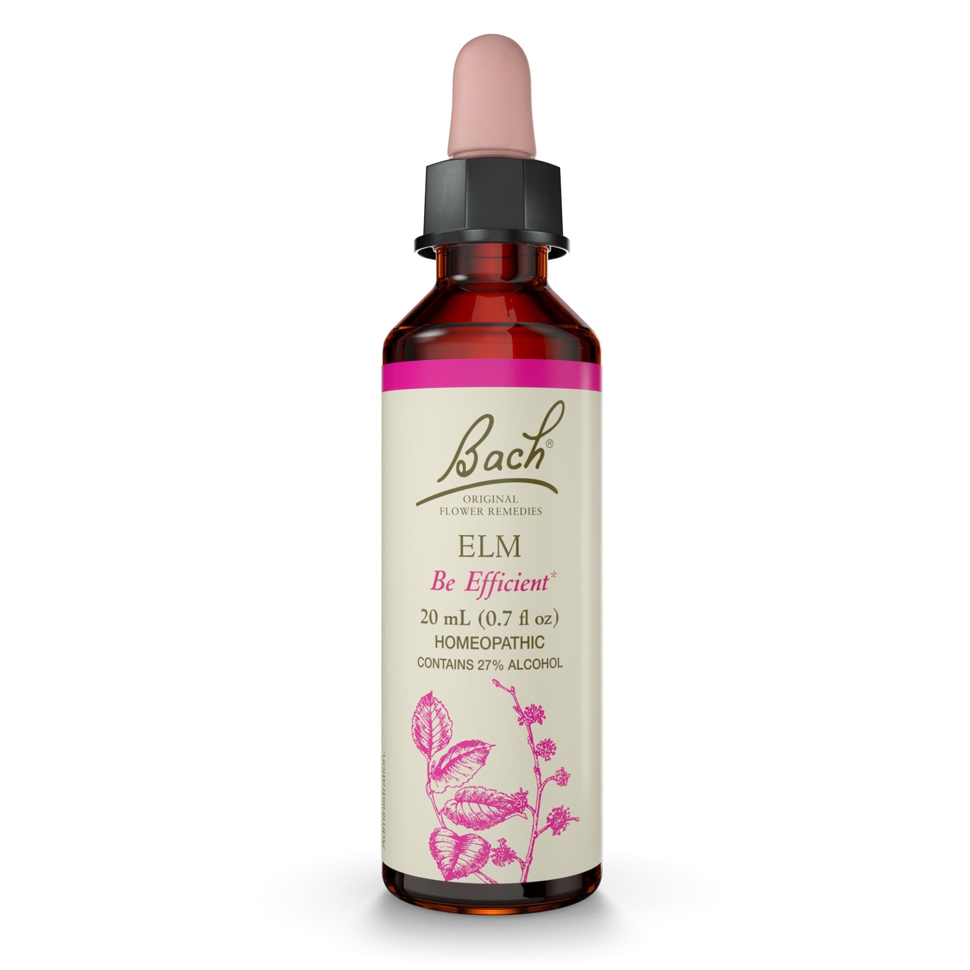 Bach Original Flower Remedies, Elm - Be Efficient - Natural Homeopathic Flower Essence for Emotional Balance - Vegan, Gluten Free, Sugar Free - 20mL Dropper