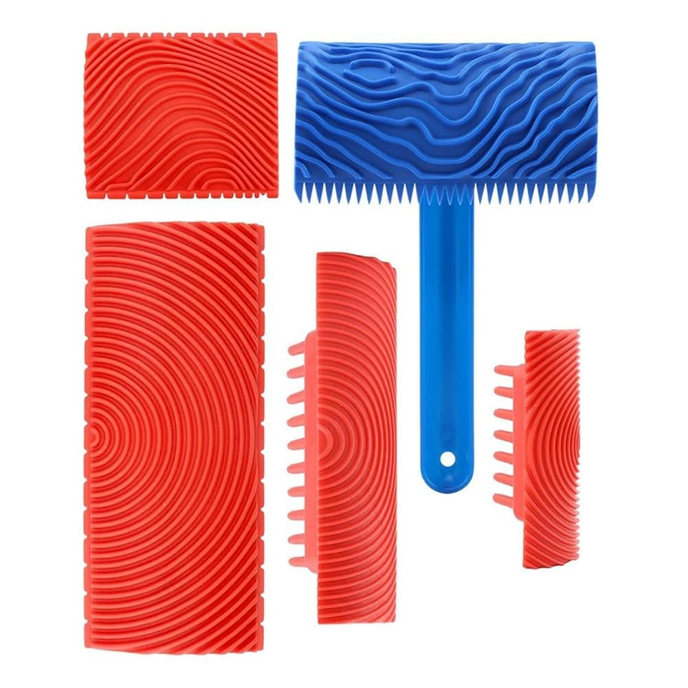 pizarra Woodgraining Tool Kit 5 Pack Wood Grain Texture Pattern Handling Roller Rubber Embossed Graining Tool