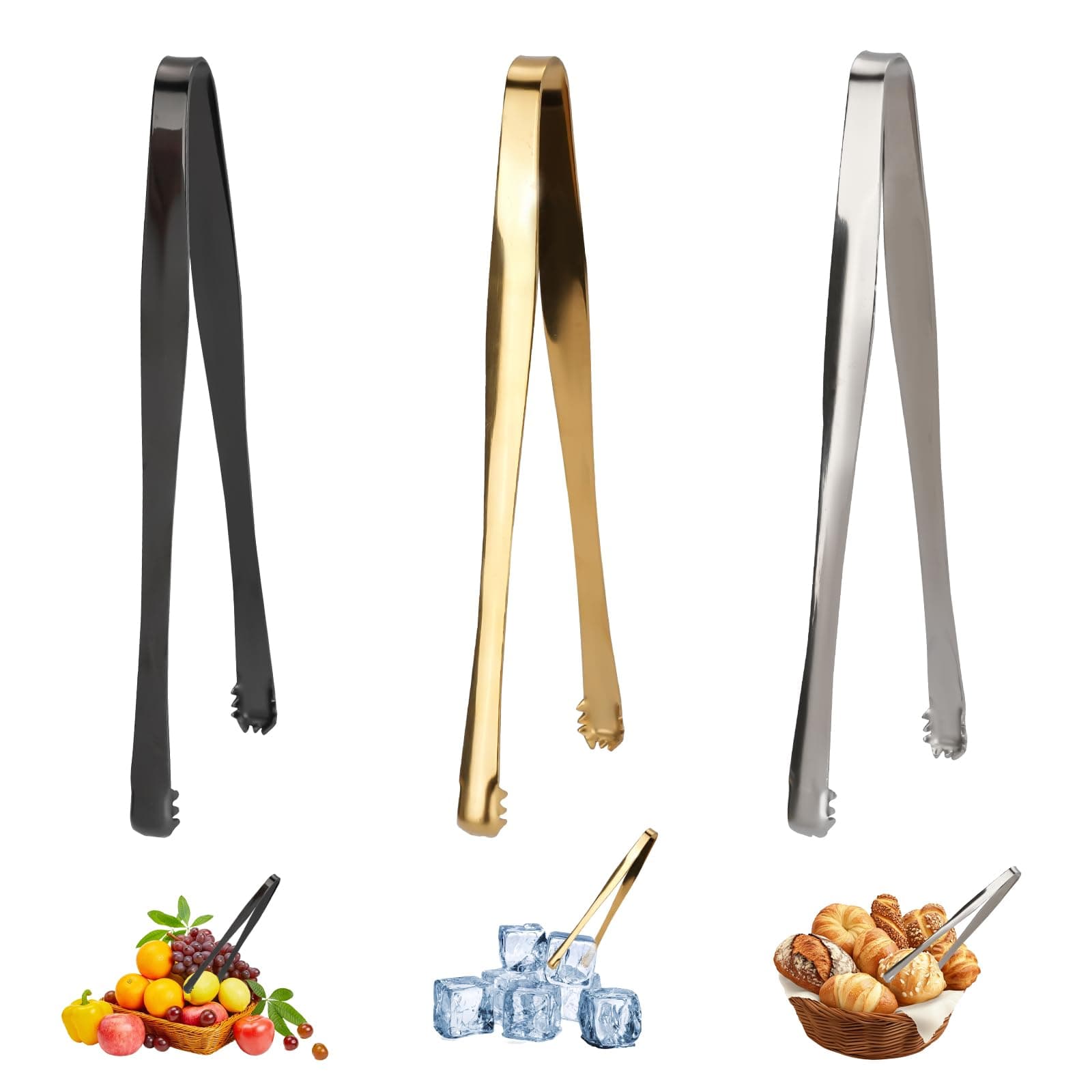 WRENYZK 3 Pcs Egg Chalaza Remover Tongs, 5.91 Inch Eggshell Fragment Removal Tool with Toothed Design, Stainless Steel Yolk Separator Tool, Multi-Purpose Kitchen Tool for Eggs, Sugar, Ice