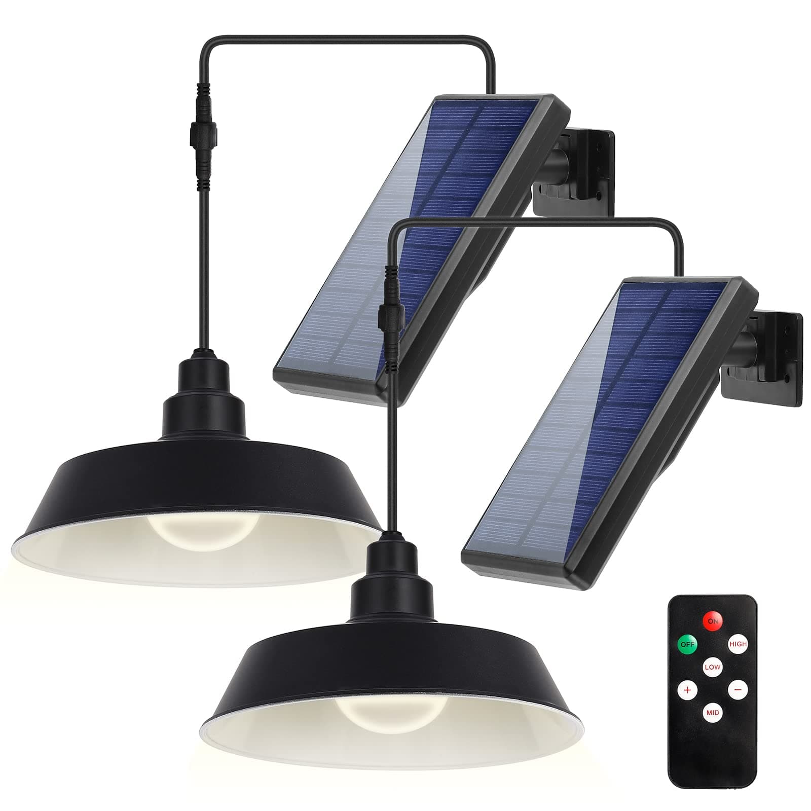 ivSunTEK Solar Powered LED Pendant Lights, 2 Pack