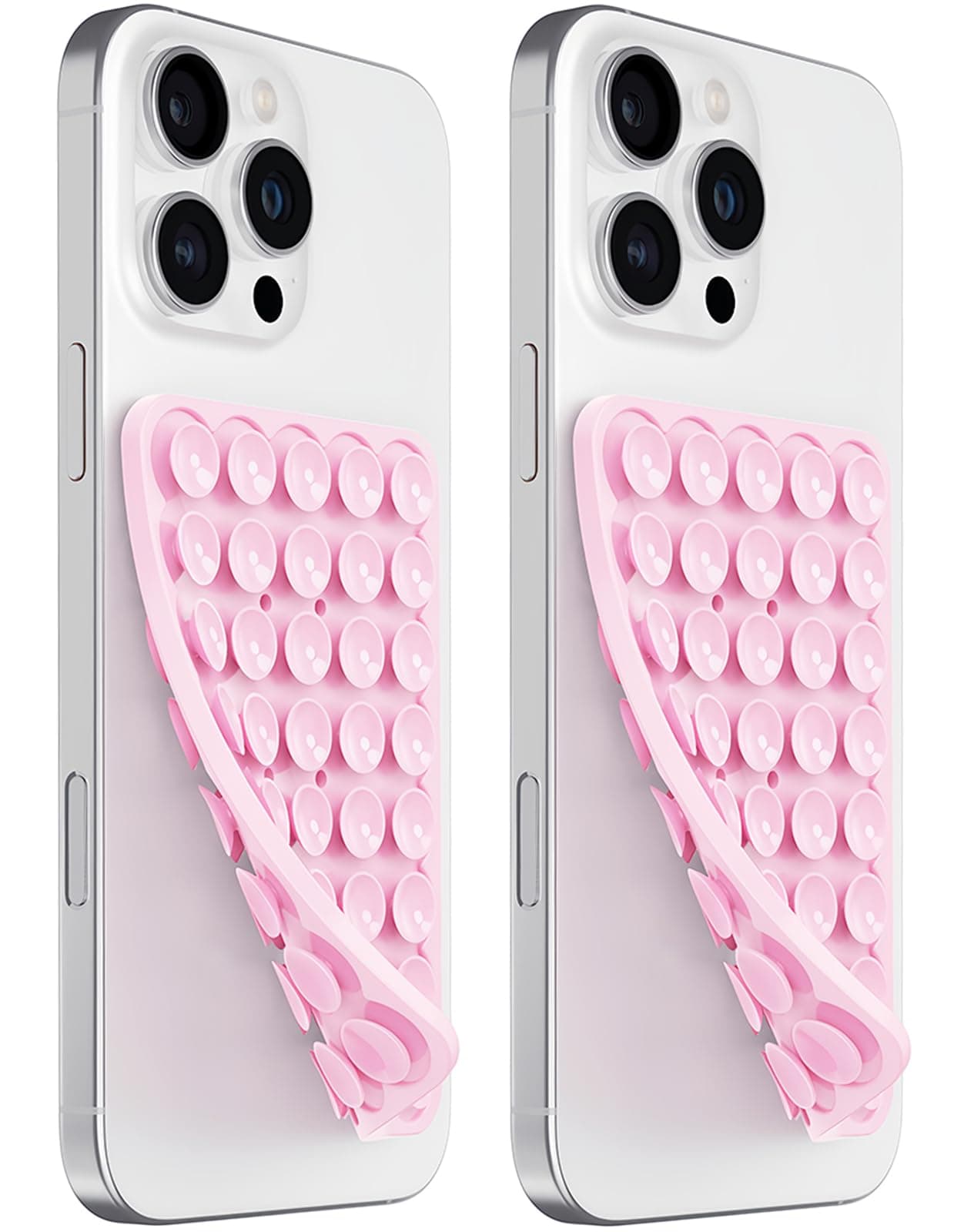 AZXYI Anteel 2 Pack Silicone Suction Cup Phone Case Mount Double Sided, Non Slip Phone Accessories for Cellphone, Hands-Free Strong Grip Silicon Phone Holder for Selfies and Videos (Light Pink)