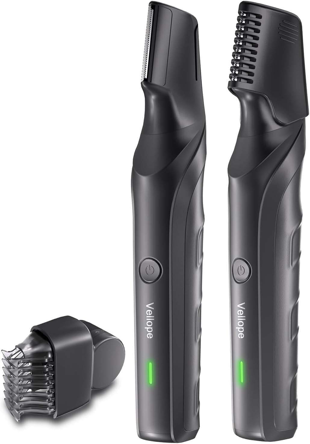 Electric Body Groomer and Trimmer for Men 9901, Back Hair Removal and Body Shaver, Ergonomic Handle，USB Charging ，Cordless, Washable with 5 Comb Attachments (Green)