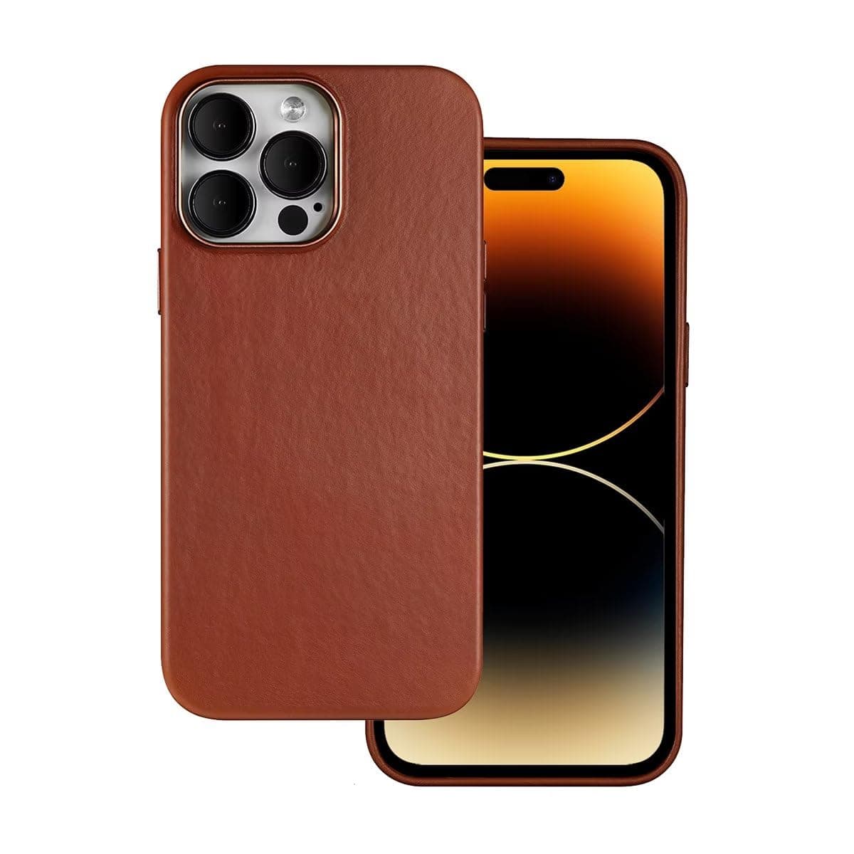 Docco Jette Designed for iPhone 14 Pro Leather Case Compatible with MagSafe, Genuine Crazy Horse Leather Case for iPhone 14 Pro, Built-in Magnets for MagSafe Charging-Retro Brown