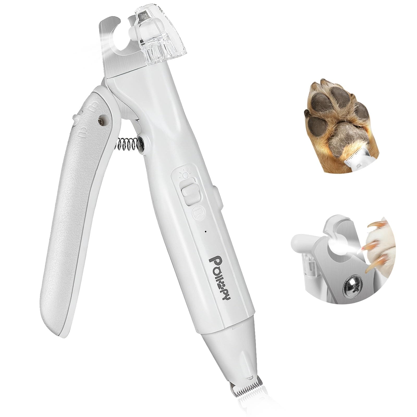 2-in-1 Dog & Cat Paw Hair Trimmer & Nail Clipper with 2 LED Lights