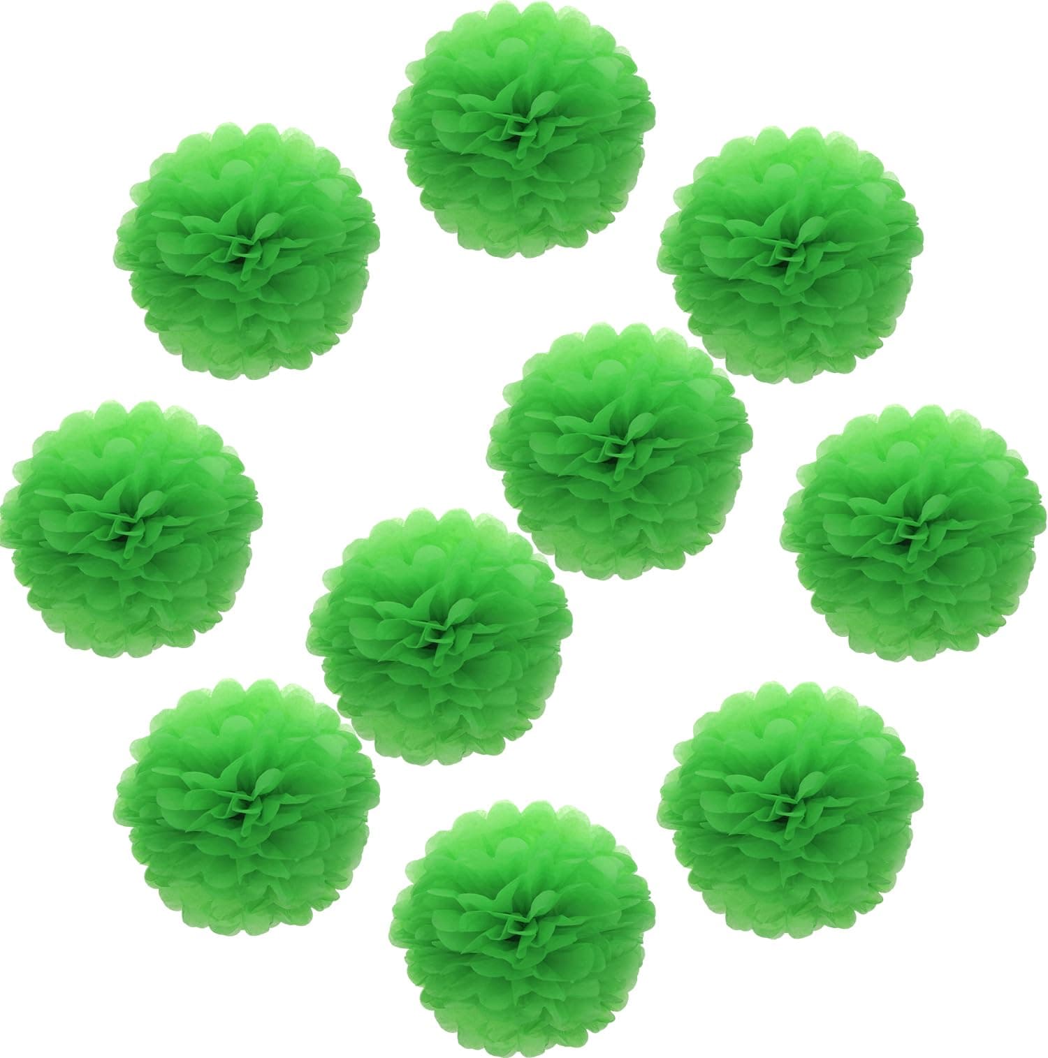 Lightingsky 10pcs Tissue Paper Pom Poms DIY Decorative Flowers Ball Perfect for Party Wedding Home Outdoor Decoration (Green 2, 14 inch)