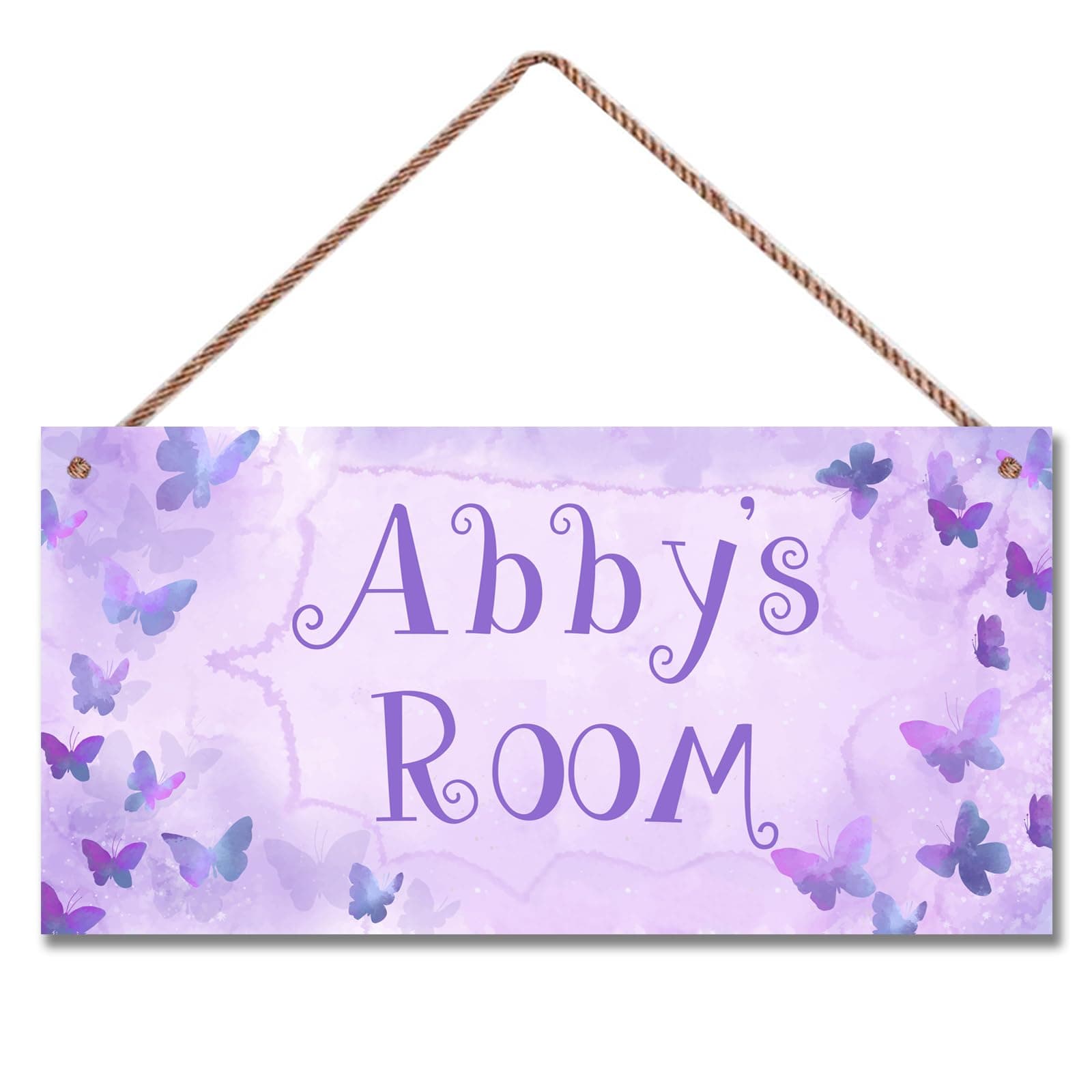 Personalized Cute Butterfly Sign Cartoon Fantasy Wall Hanging Plaque Sign Girls Room Décor For Nursery Baby Bedroom Home Art Décor Kids Room