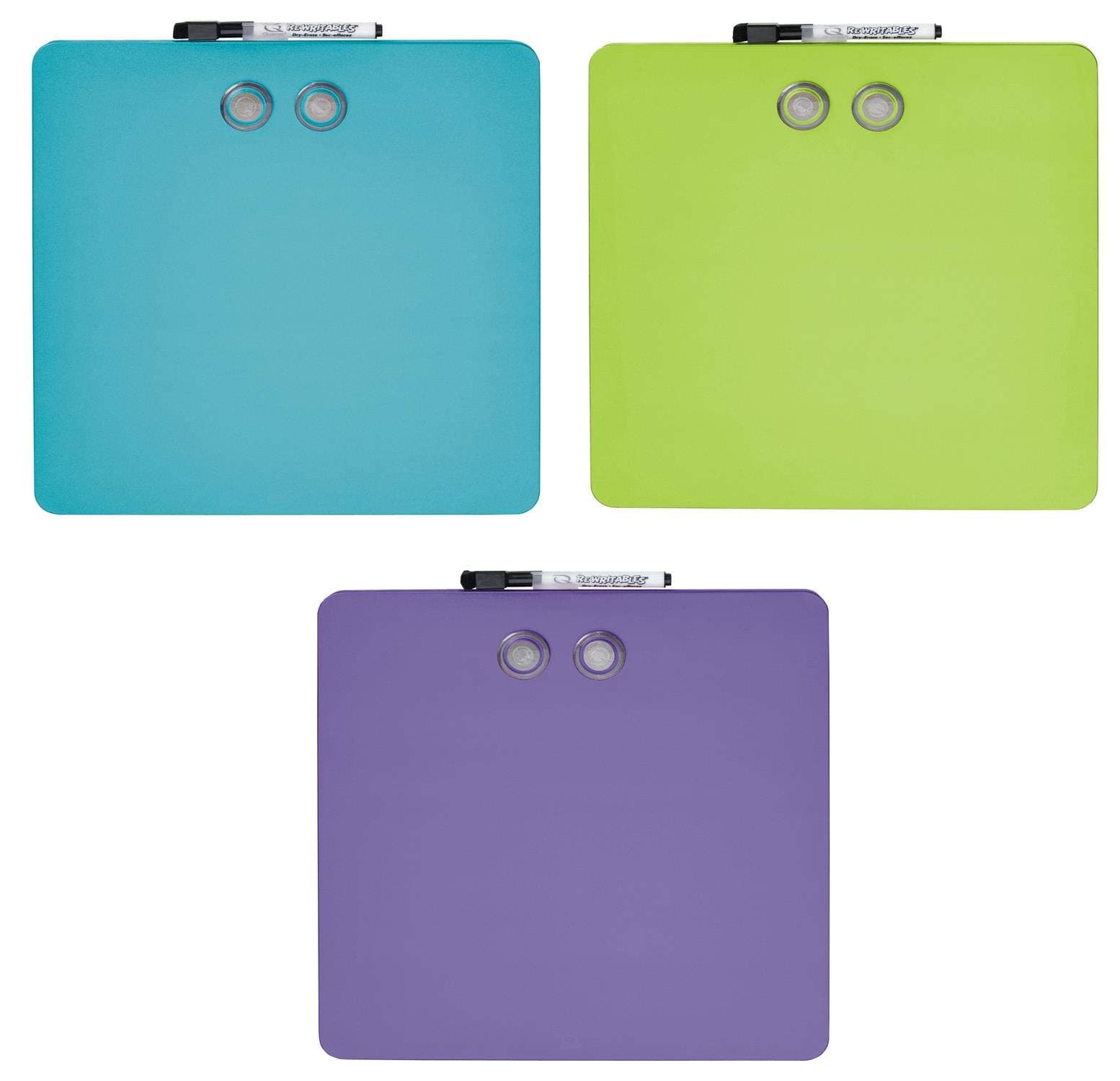 Quartet Tin Square Magnetic Whiteboards, 11.5-Inch x 11.5-Inch, Assorted Colors, 6 Pack (TSQ1212)