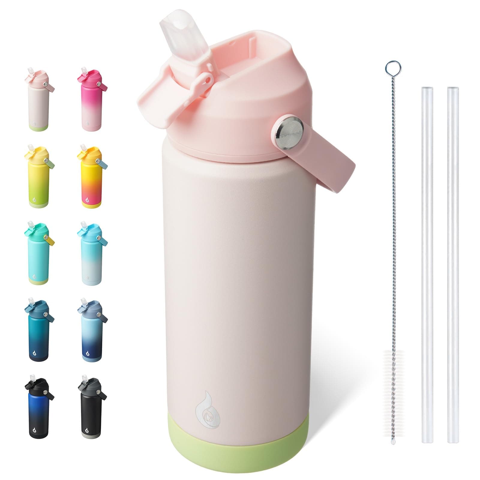 BJPKPK 18oz Insulated Water Bottle, Stainless Steel Bottle with Straw Lid