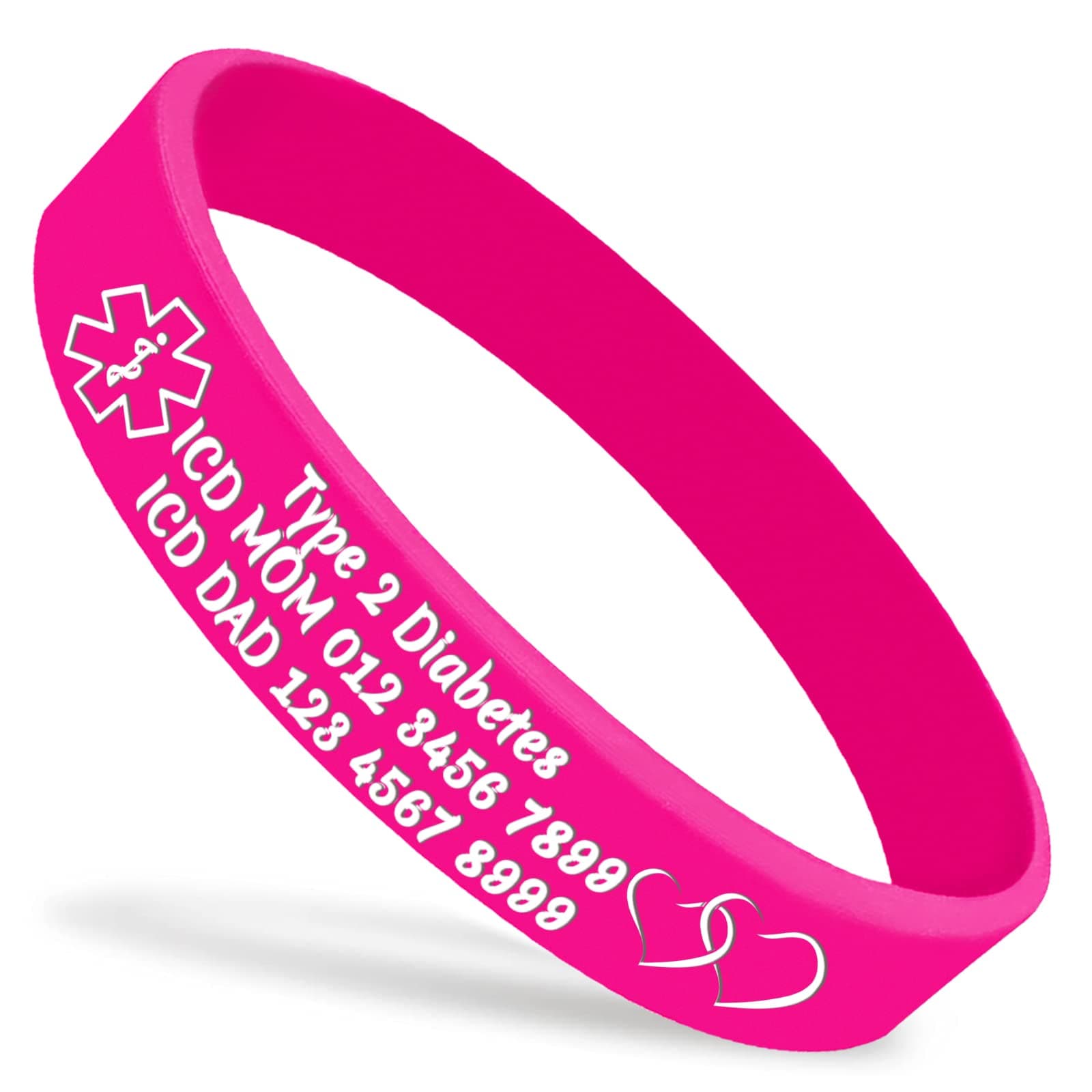 Personalized Medical Alert Silicone Wristbands Custom Medical ID Bracelets Customized Sport Emergency Wristbands for Men Women-DeepPink