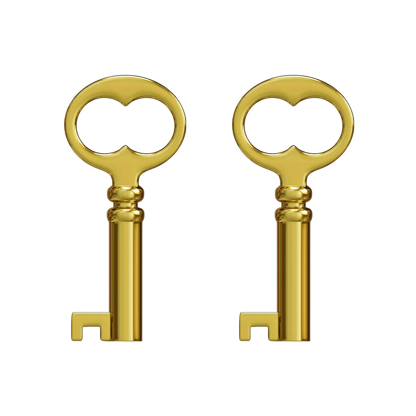 KY-18 Antique Brass Plated Hollow Barrel Skeleton Key,Solid Small Hollow Barrel Skeleton Key for Grandfather Clocks, China cabinets, Dresser Drawers, cupboards, Curios, desks, etc. (2 Pcs)