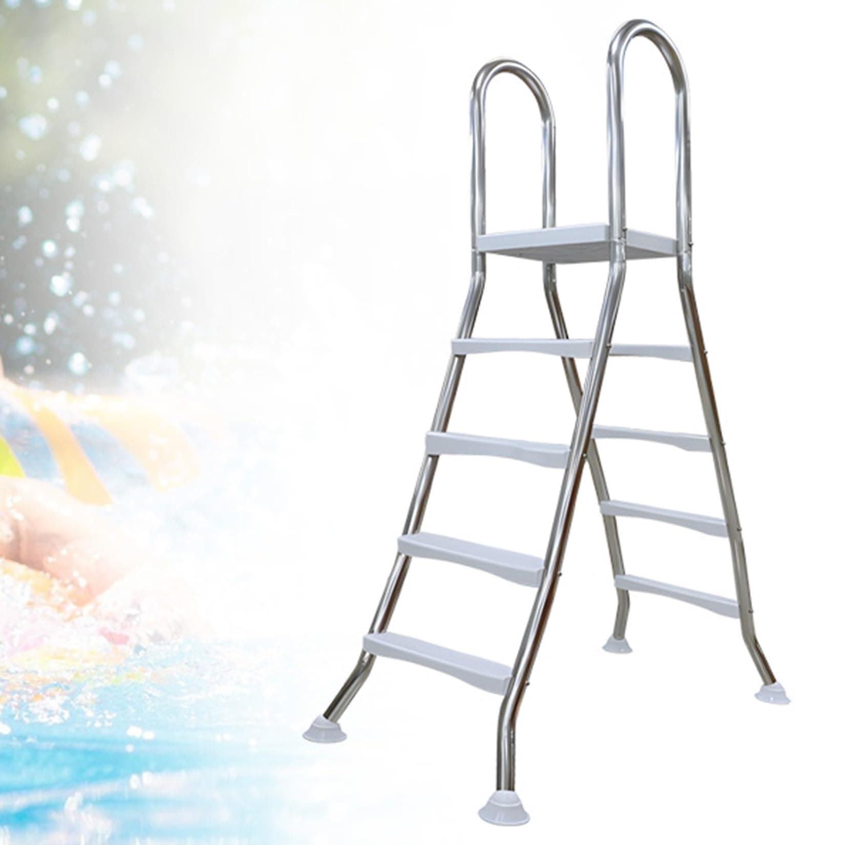 Errzom Swimming Pool Step for above-Ground Swimming Pools 48-52 Inch,Stainless Steel 4 Steps Ladder,Heavy Duty Safety Pool Ladder with Non-Slip Steps,Easy to Assembly Climb,500Lbs Capacity