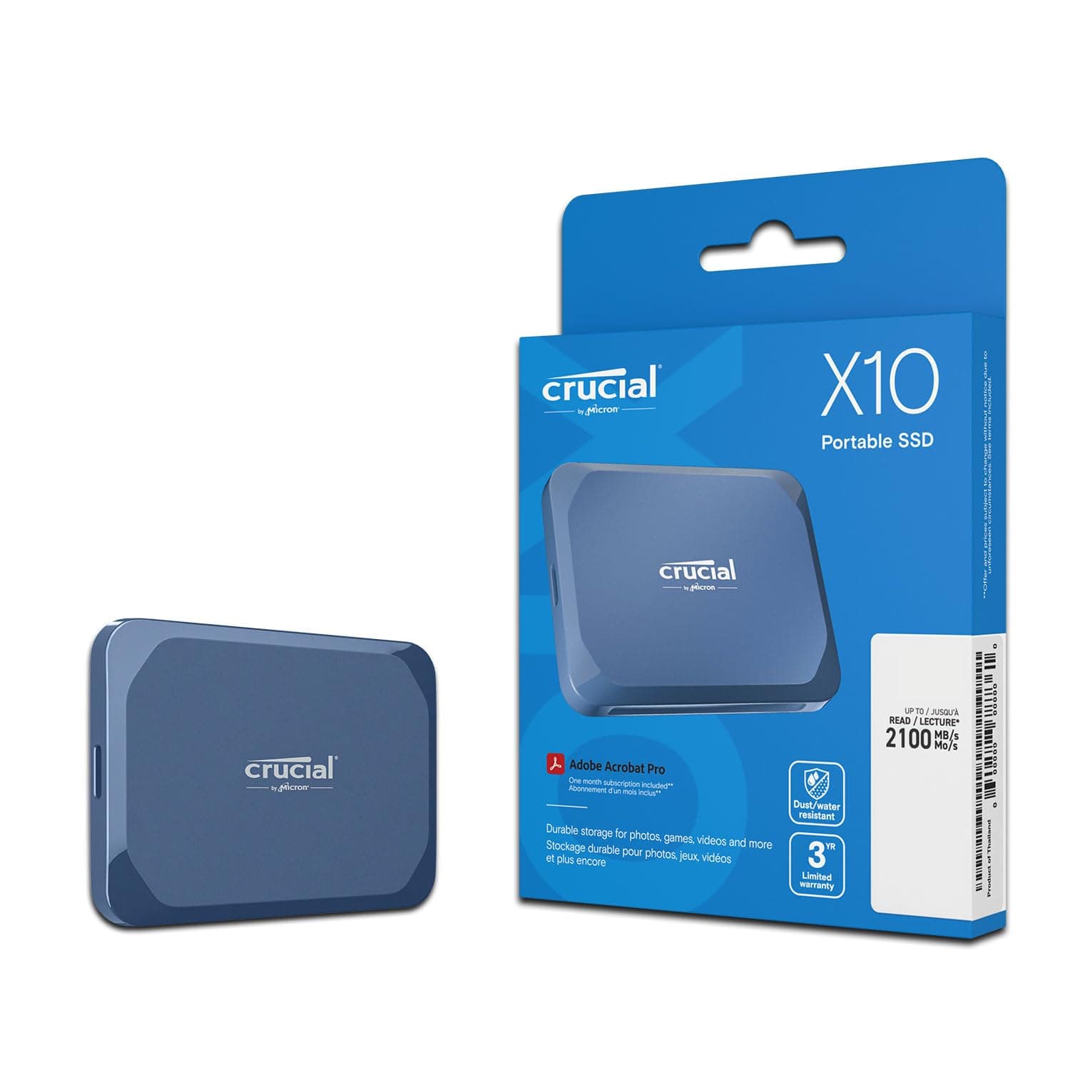 Crucial(クルーシャル) X10 外付け SSD 8TB USB3.2/Type-C iPhone15シリーズ動作確認済 最大読込速度2100MB/秒 正規代理店保証品 Mylioモデル CT8000X10SSD9-02