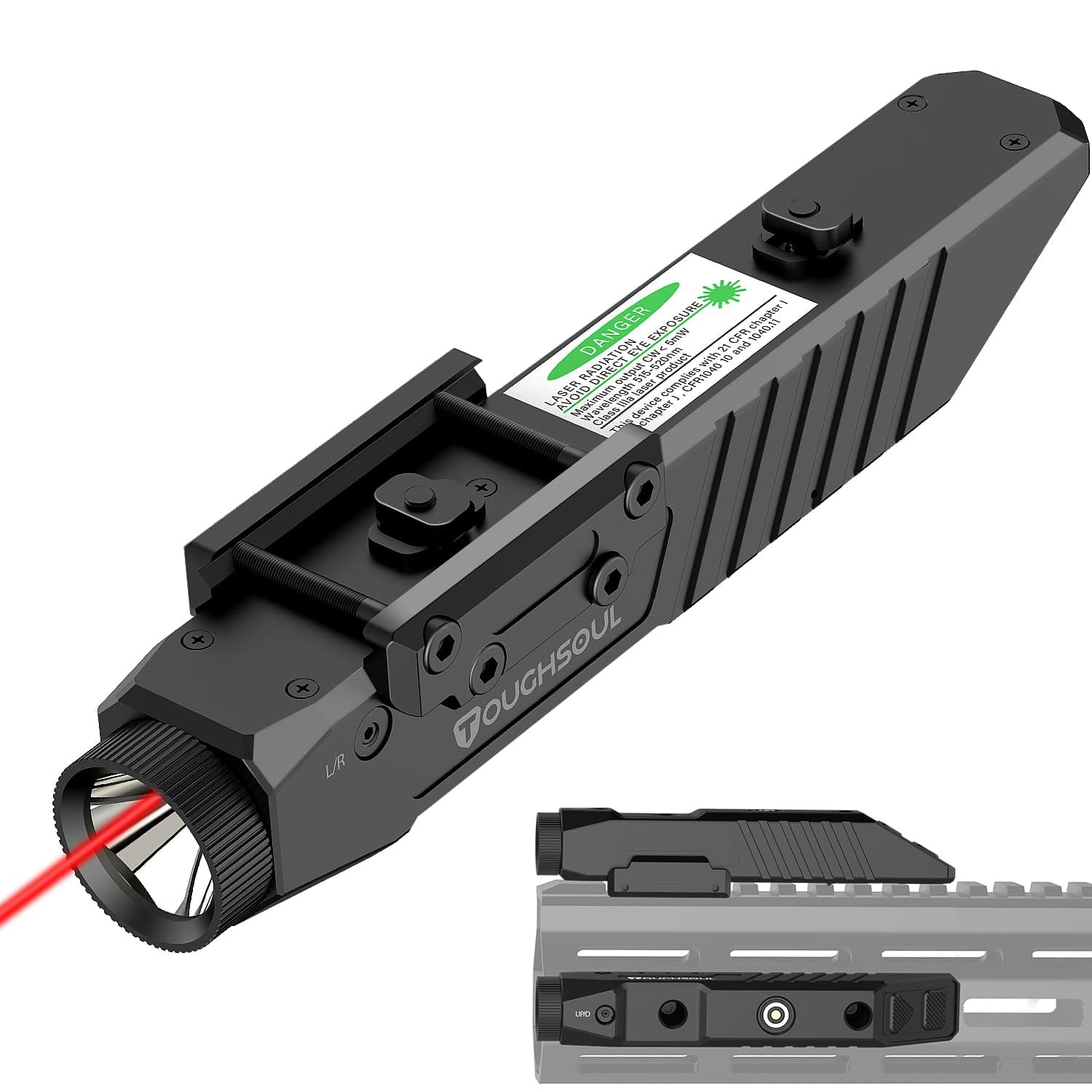 TOUGHSOUL Tactical Flashlight Red Laser Sight Combo