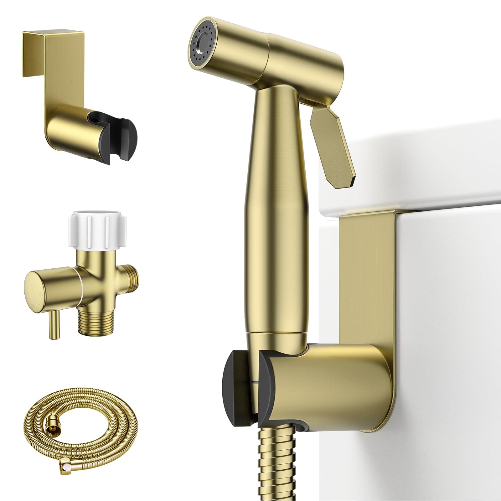 Arofa Handheld Bidet Sprayer, Bidet Attachment for Toilet, Brushed Gold