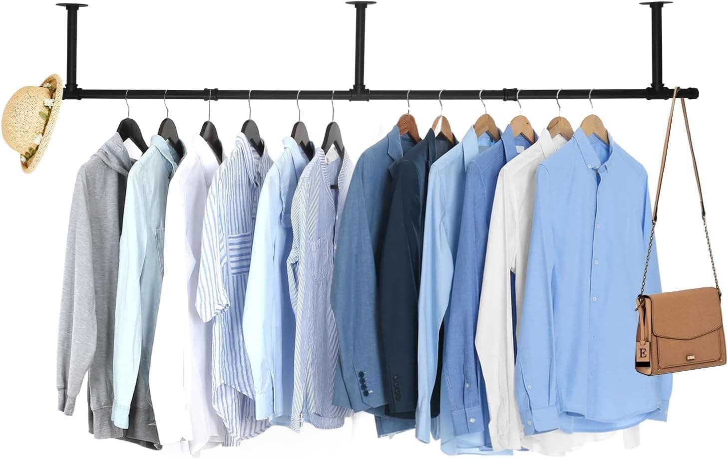 Oroonoko 60" Wall Mounted Clothes Rack, Closet Rods for Hanging Clothes
