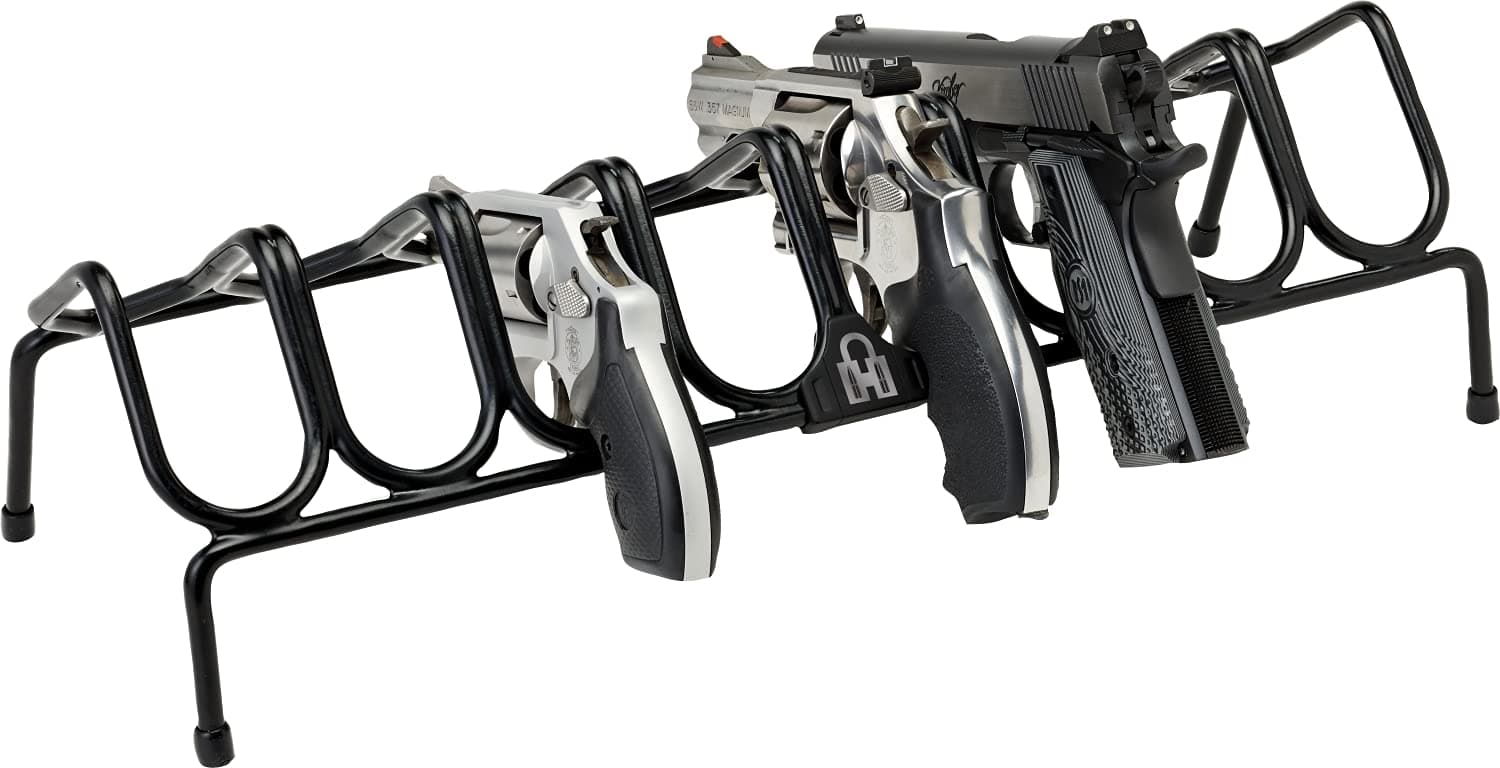 Hornady Pistol Rack for Gun Safe, Holds 8 Handguns – Gun Stand for Handgun Storage and Organization, for Pistols and Revolvers – Scratch-Resistant with Non-Slip Feet – Maximize Gun Safe Space,Black