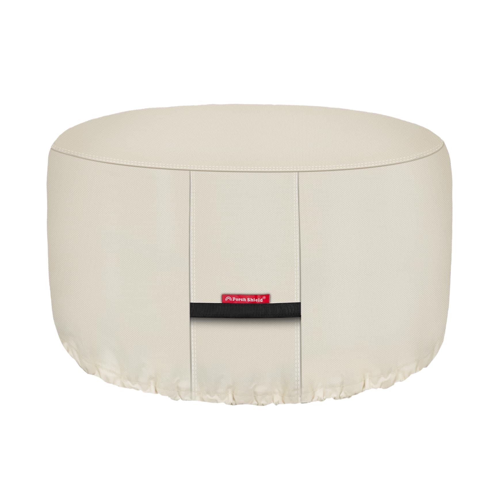 Porch Shield Fire Pit Cover - Waterproof 600D Heavy Duty Round Patio Fire Bowl Cover Beige - 32 inch