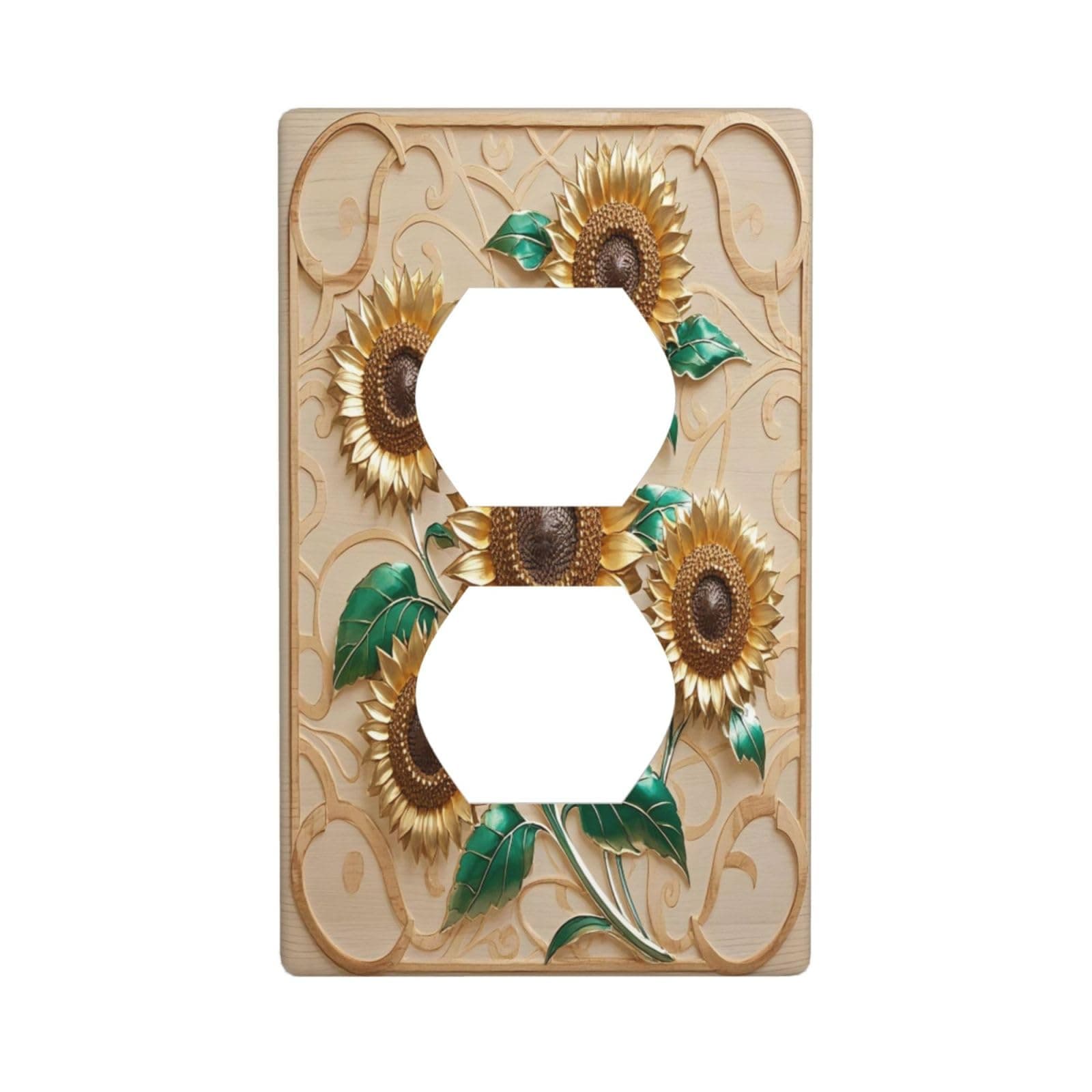 Bohemian Sunflower Single Duplex Receptacle Outlet Cover Wall Plate Decorative 1 Gang Light Switch Covers Home Decorate Faceplat for Bathroom Bedroom Kitchen Room 4.5 x 2.76 Inch