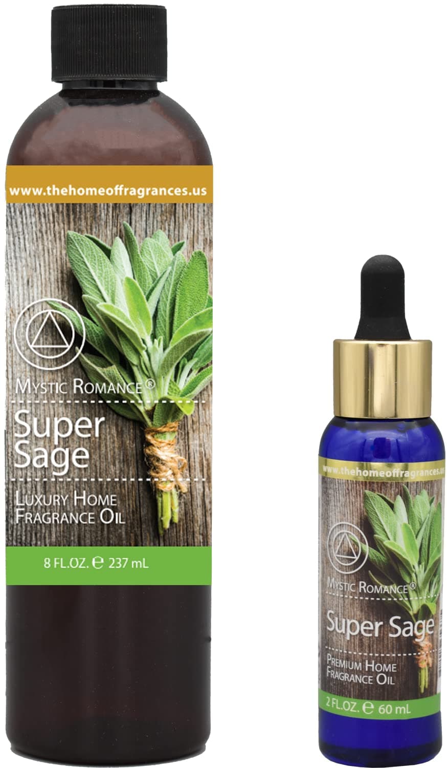 The Home of Fragrances - Set of 2 Bottles of Fragrance Oils - 2oz & 8oz (Super Sage)