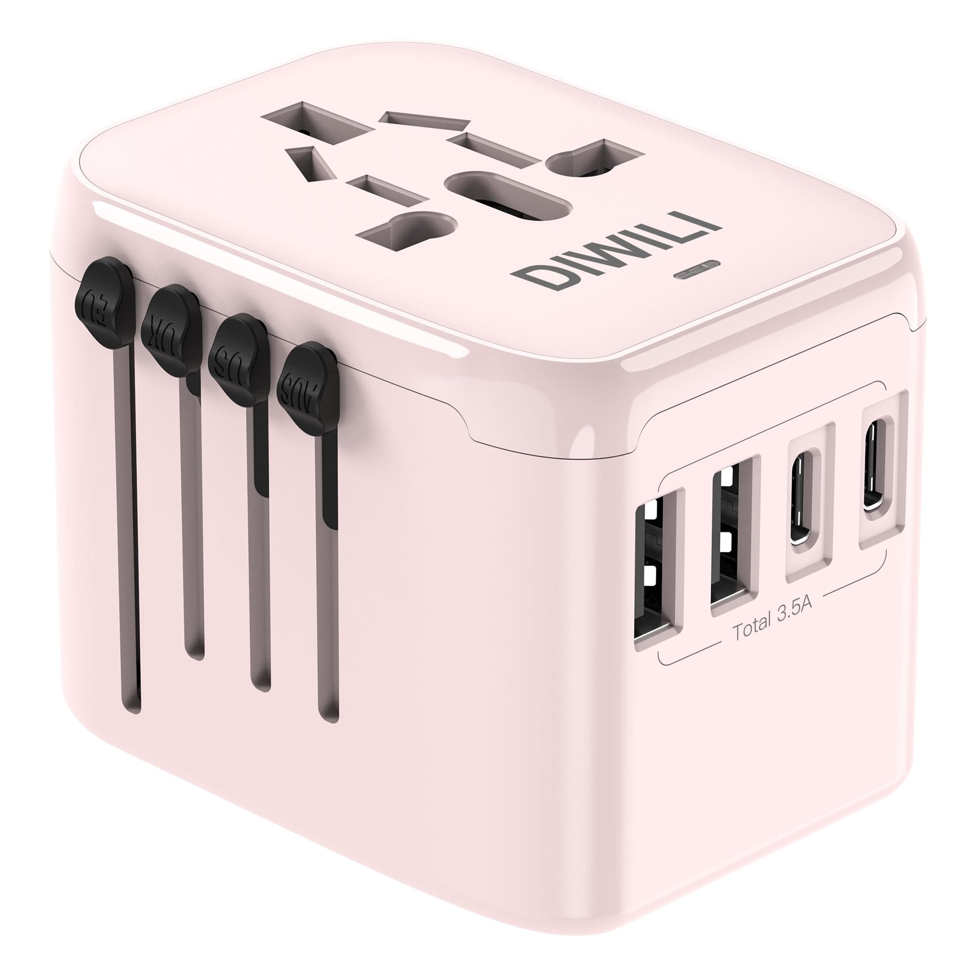 DIWILI Universal International Power Travel Plug Adapter (Pink)