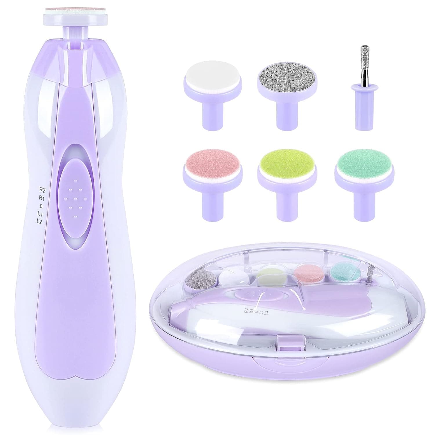 Electric Baby Nail Trimmer, Baby Nail Clippers, 6-in-1 Baby Nail File, Nail File, Baby Care Kit, Manicure Set for Toddlers or Adults (Purple)
