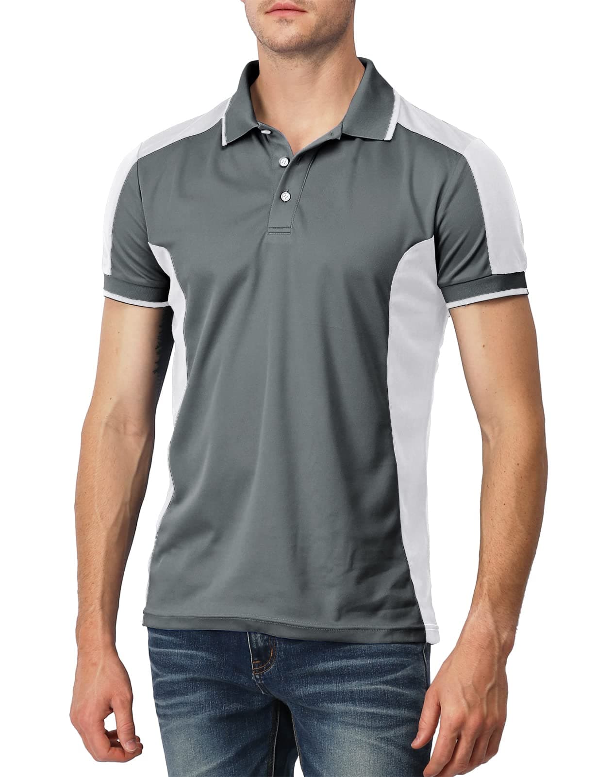H2H Mens Active Cool Dry Short Sleeve Polo T-Shirts Gray US L/Asia XL (CMTTS267)