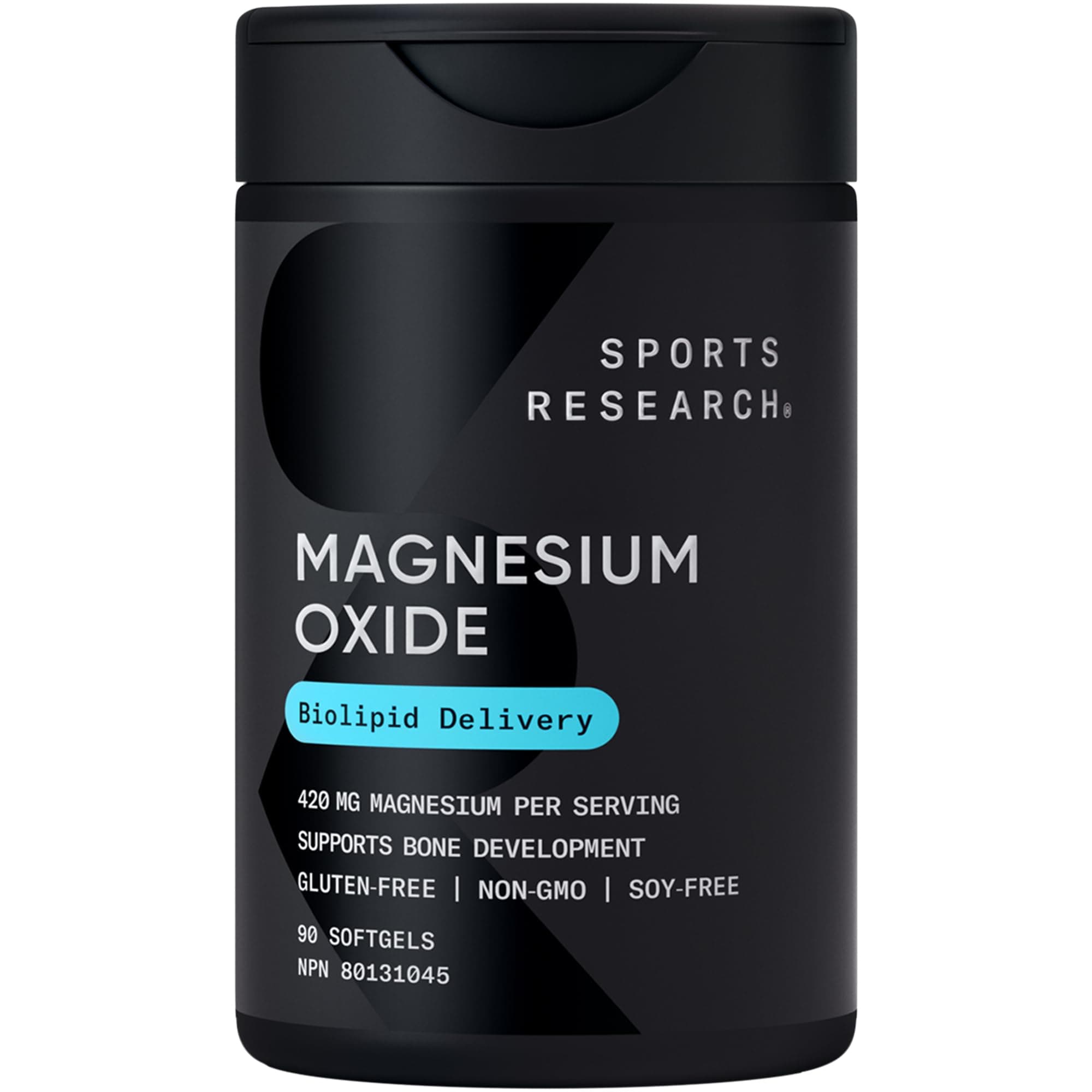Sports Research® Magnesium Oxide with Coconut Oil - Heart and Bone Health - Gluten Free, Non-GMO, Soy Free - 90 Softgels