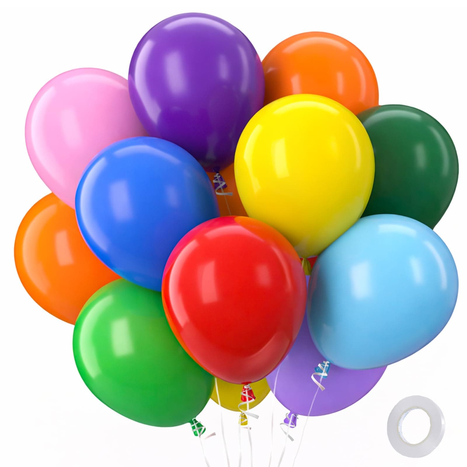 Patimate Balloons Assorted Colors 100 Pack 12 Inch Colorful Rainbow Round Bright Latex Balloons for Birthday Bridal Shower Baby Shower Anniversary Wedding Party Decorations Arch Garland