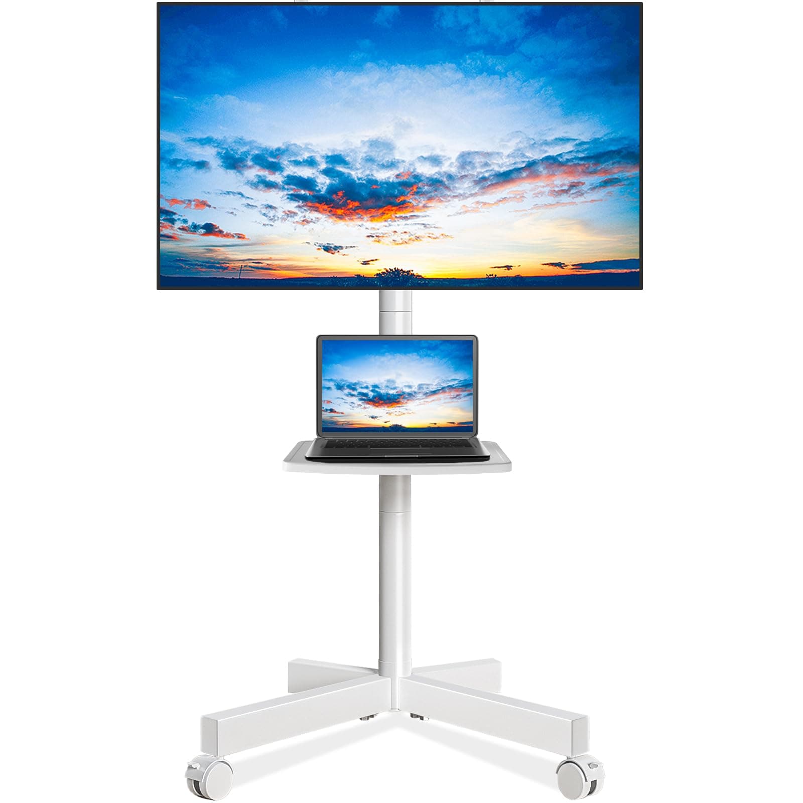 Rfiver Mobile TV Stand for 23-65 Inch Flat/Curved TVs up to 88 lbs White