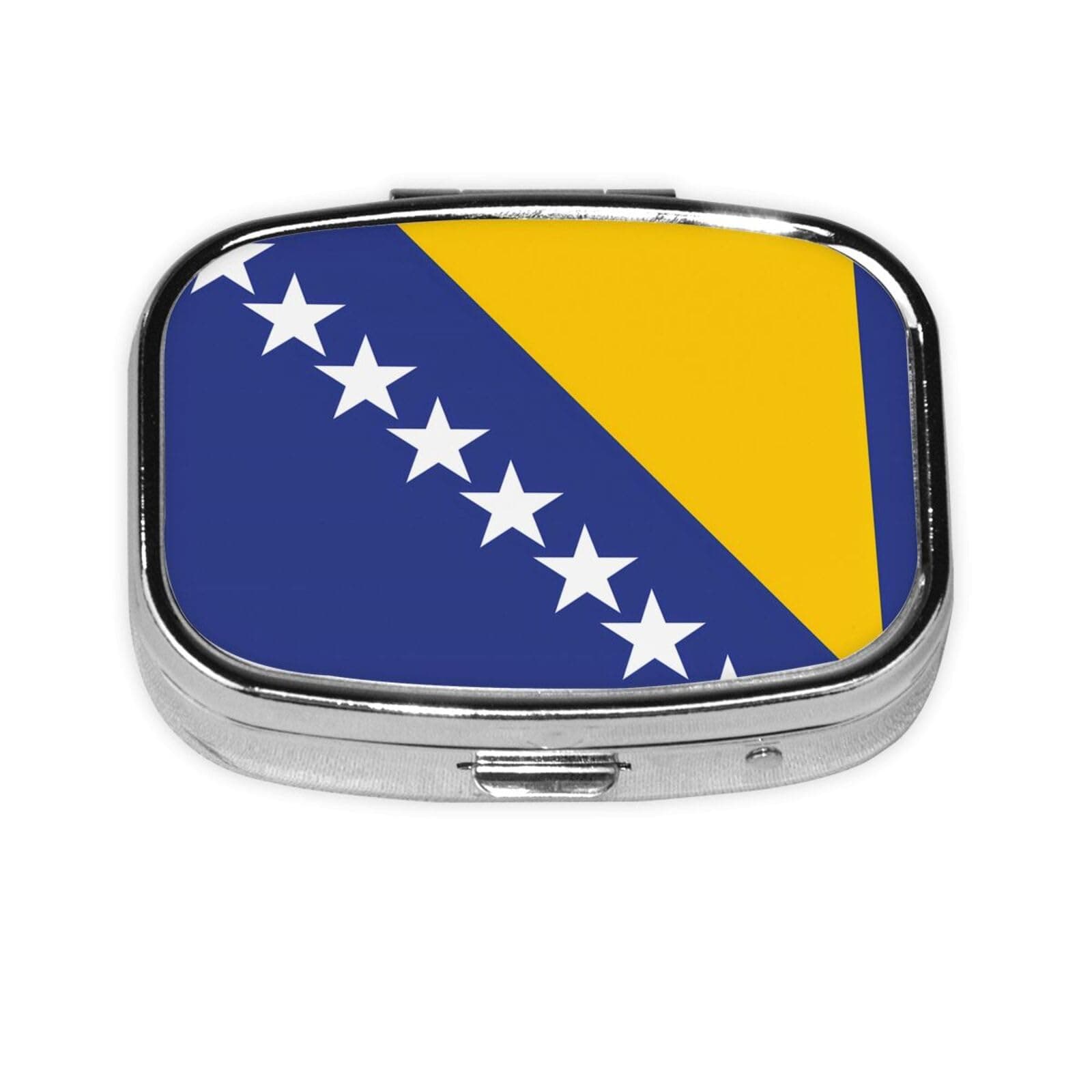 The Square Mini Medicine Box is Suitable for Putting in Pockets or Wallets. It is Easy to Open and Practical.Flag of Bosnia and Herzegovina