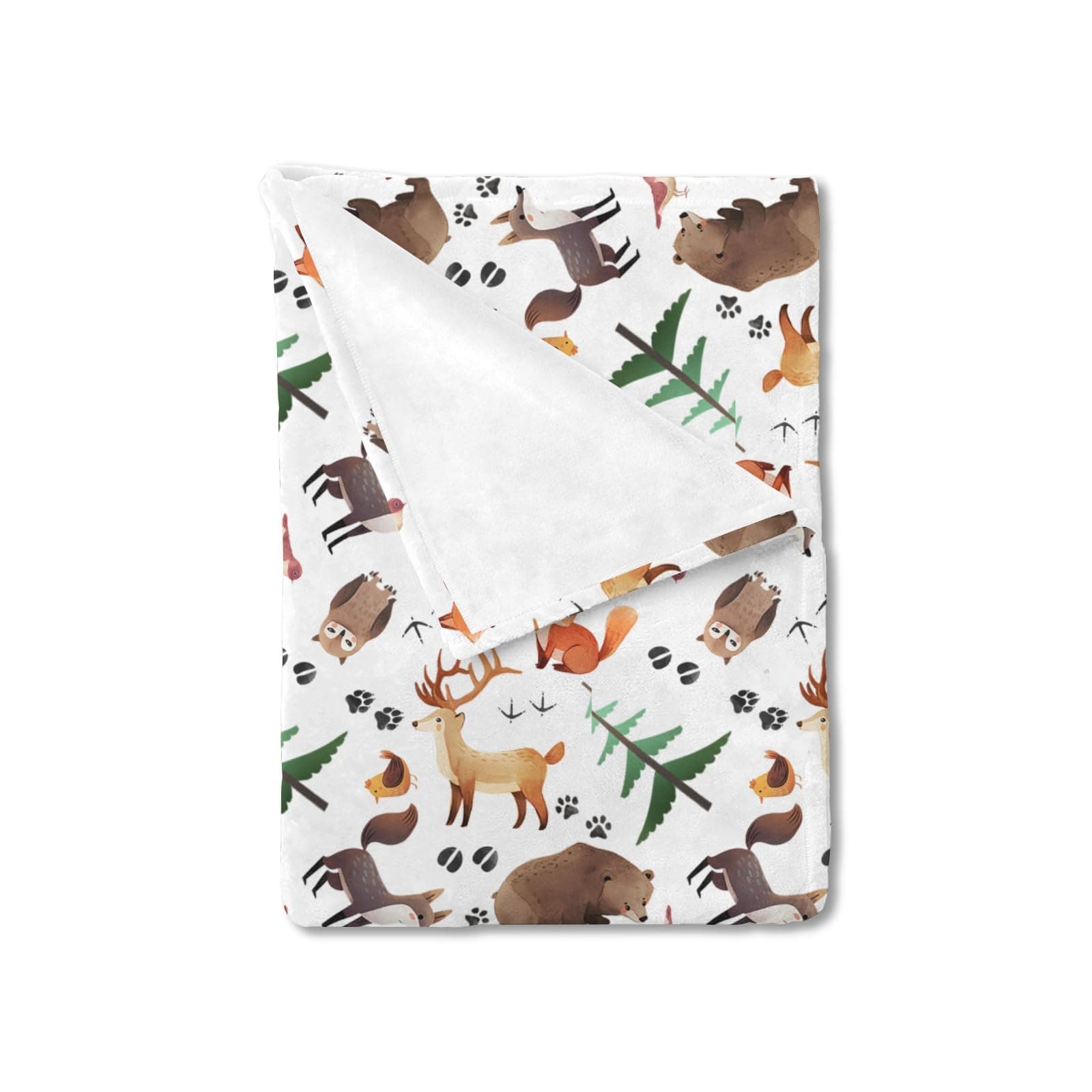 Baby Animals Forest Blanket for Boy Girl Bear Fox Deer Owl Bird Pine Trees Flannel Soft Swaddle Blanket Newborn Toddler Nursery Bedding Crib Blanket Playmat Receiving Blankets 30x40inch