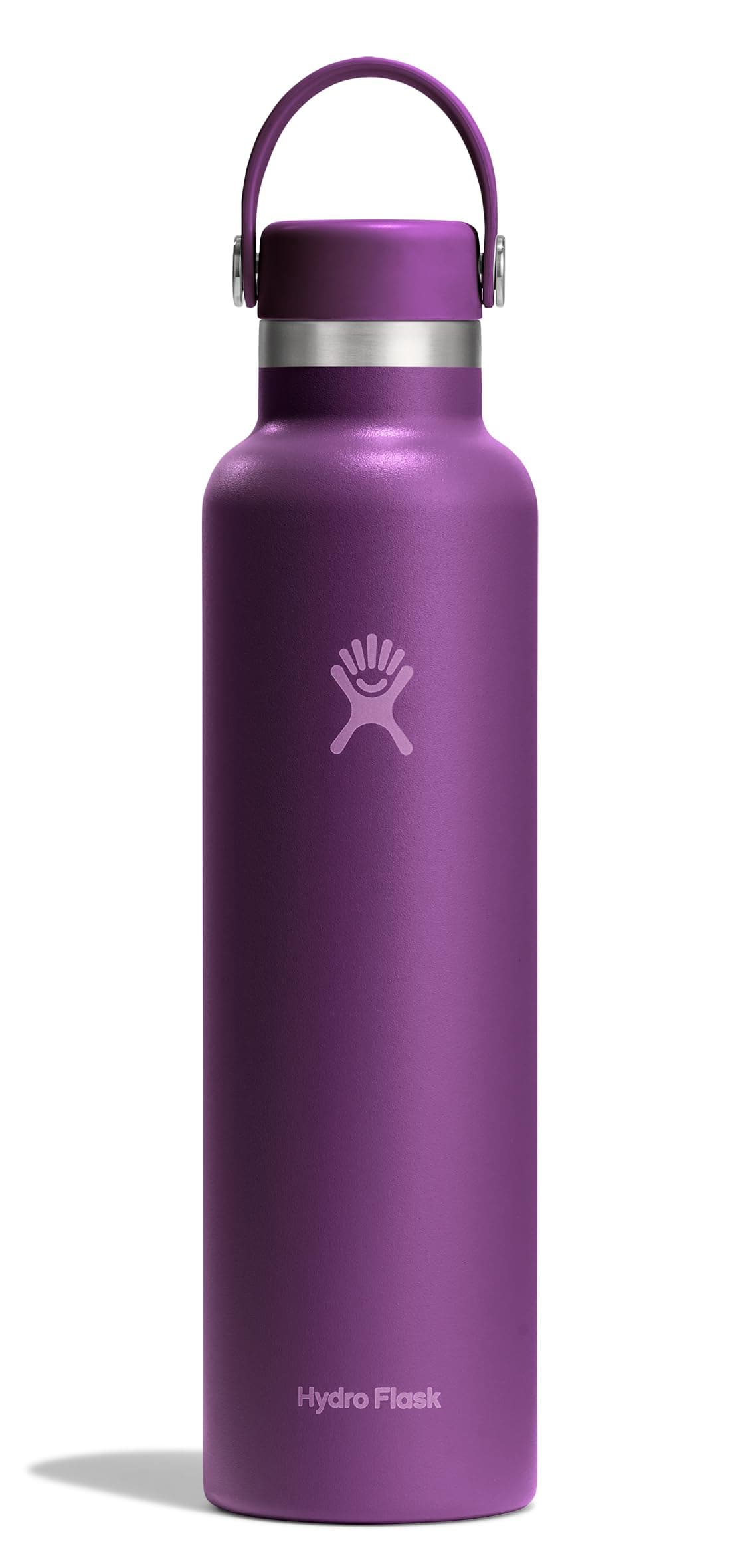 Hydro Flask Stainless Steel Standard Mouth Water Bottle with Flex Cap and Double-Wall Vacuum Insulation,Beachplum Purple, 24 Ounces
