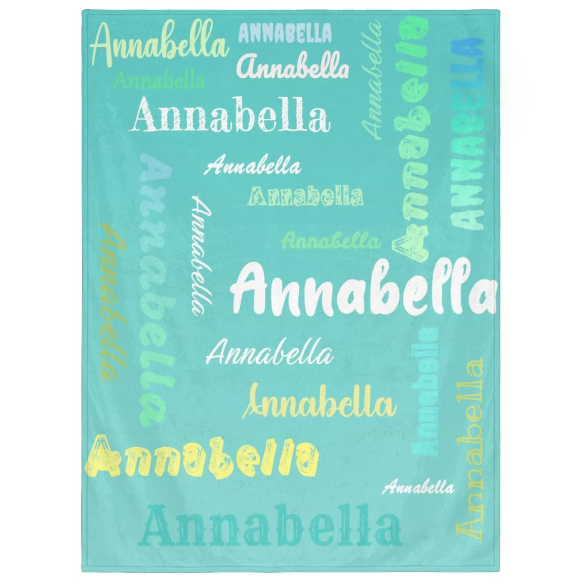 SPYORBKX Personalized Baby Blanket for Boys and Girls, Custom Baby Blanket with Name, Soft Cozy Personalized Blankets for Kids, Newborn Holiday Birthday Blanket Gradient Blue Green
