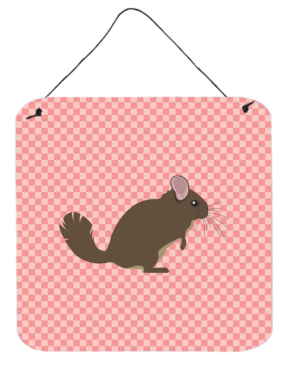 Caroline's Treasures BB7875DS66 Chinchilla Pink Check Wall or Door Hanging Prints Aluminum Metal Sign Kitchen Wall Bar Bathroom Plaque Home Decor, 6x6, Multicolor