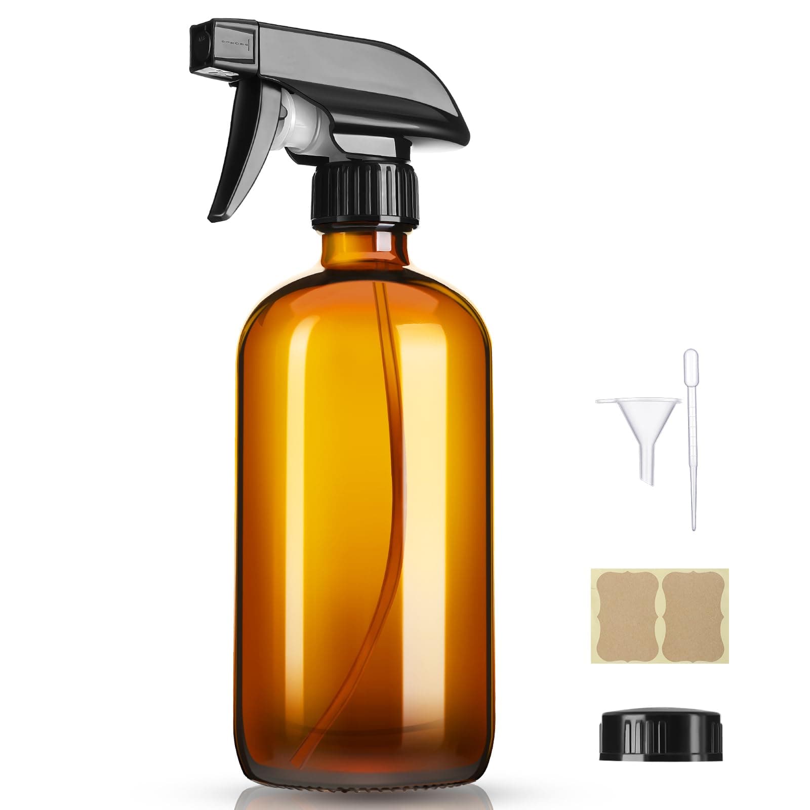 GIVAMEIHF 16oz Amber Glass Spray Bottles,1 Pack Glass Spray Bottles Refillable Empty Bottle with Adjustable Nozzle,Spray Bottle for Essential Oils,Cleaning,Pets,Hair Mister