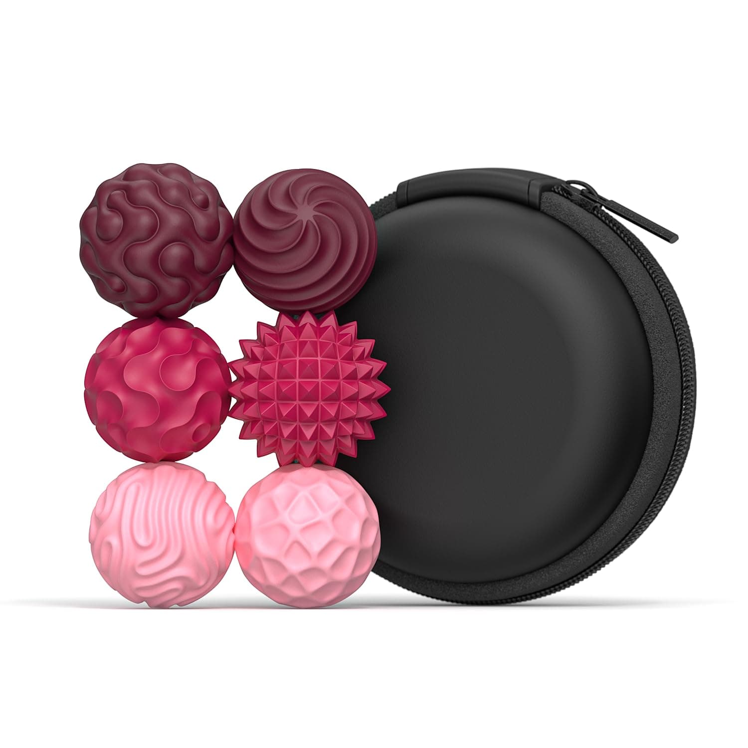 Silicone Magnetic Balls Fidget Toys for Adults & Teens, 6PCS Stress Relief Sensory Toys for Autism ADHD Anxiety, Fun Textured Silent Desk Toys, Stocking Stuffers Gifts for Women Men Teen (Pink)