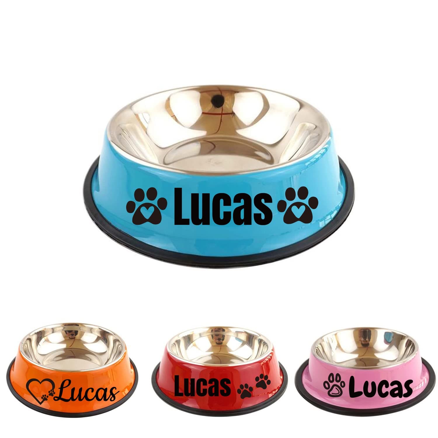 Personalized Stainless Steel Dog and Cat Bowls for Medium Large Dogs - Custom Name Water Bowl With Non-slip Bottom for Puppies