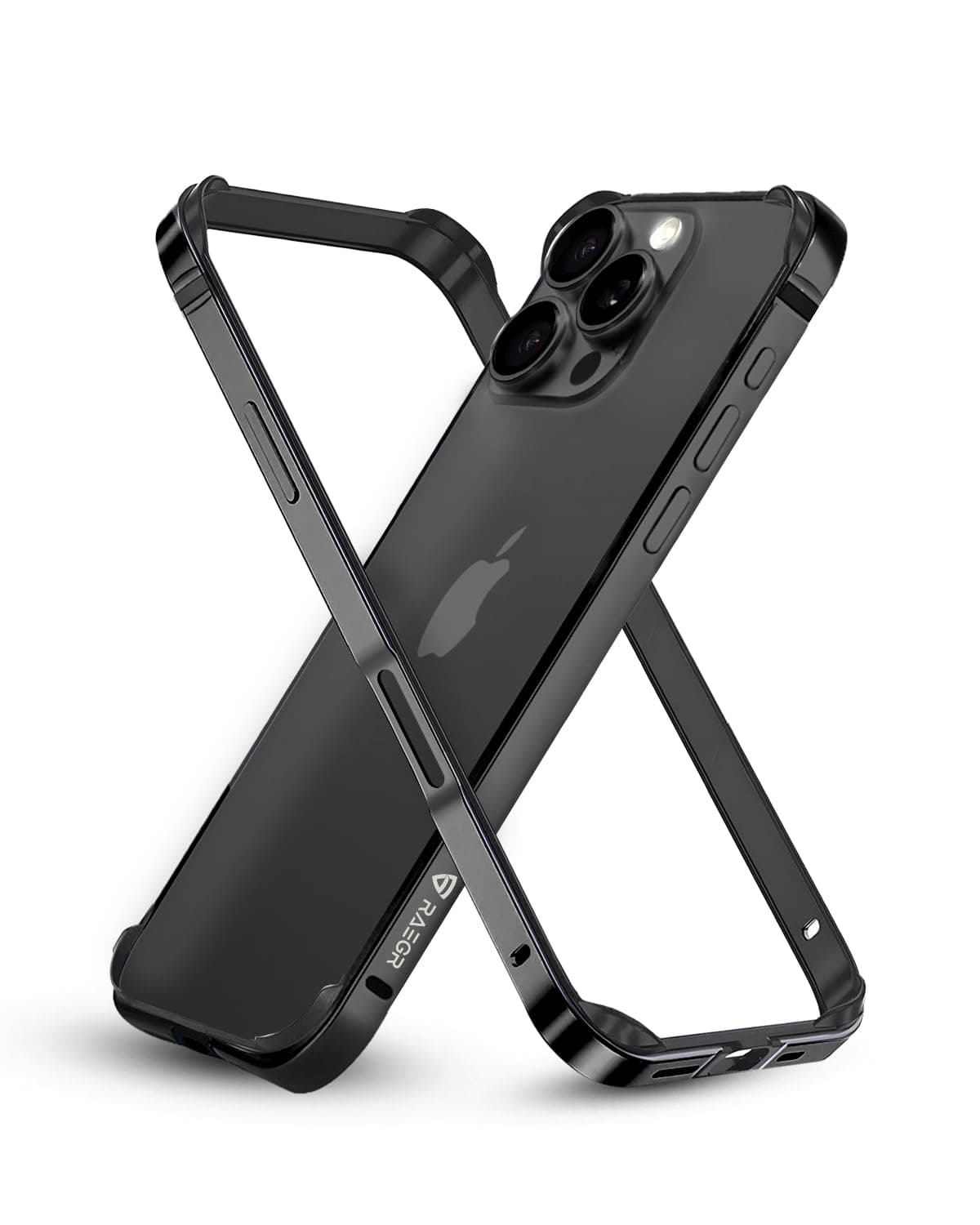 RAEGR Case | Anodized Aluminum Bumper | Supports Magnetic Wireless Charging | Edge Armor Protective Minimal Case Compatible with iPhone 16 Pro Max (2024) - Black Titanium RG10582