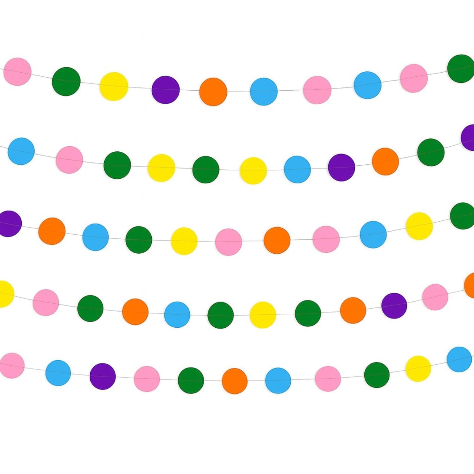 Colorful Circle Garland – Hanging Party Decorations for Birthday, Baby Shower, Bachelorette, Retirement, Classroom Decor, Paper Garland Banner