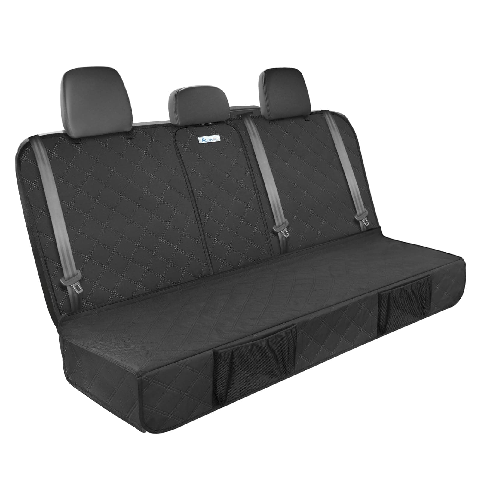 ALLANSING Upgraded 900D Heavy Duty Dog Back Bench Seat Cover, Car Seat Protector, Fits Full Size Trucks, 3 Seatbelts & Armrest Compatible, Waterproof Nonslip Pet Backseat Cover for Dogs & Kids