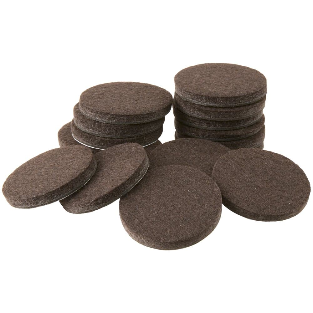 Self-Stick 1" Furniture Felt Pads for Hard Surfaces (16 Piece) - Brown, Round
