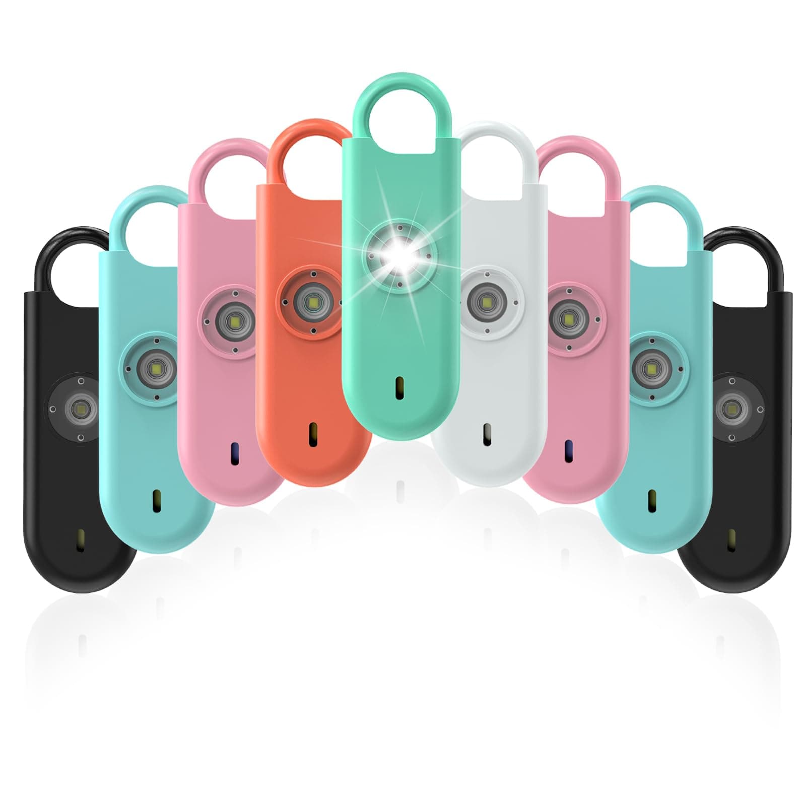 Fauxomor 140dB Personal Safety Alarm for Women, 9 Pack Safe Alarm Protection Keychain with Strobe Light & Low Battery Notice, Security Siren Self Defense for Kids Seniors College Girls