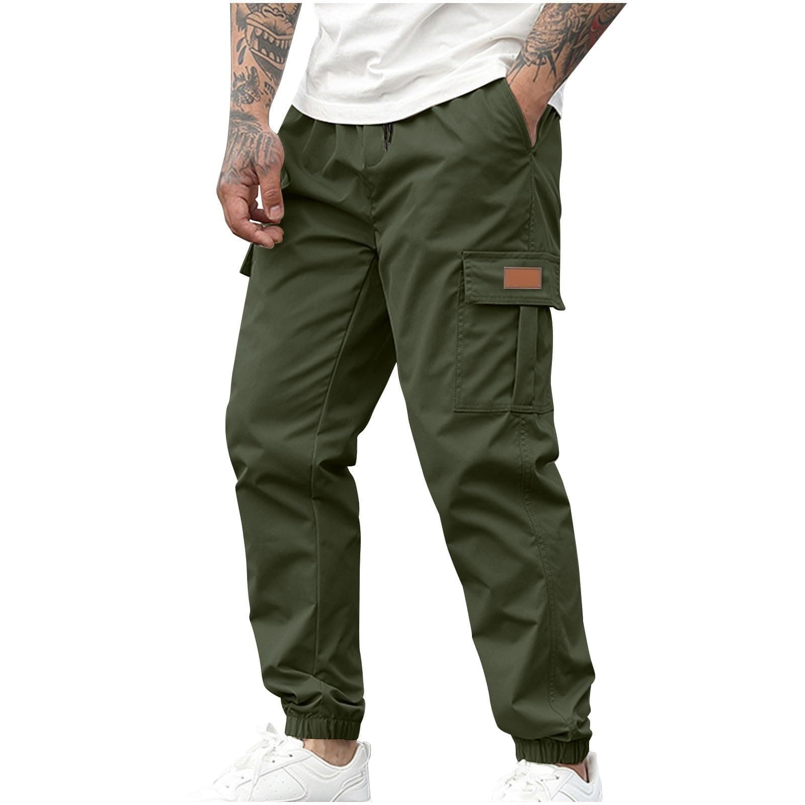 Cargo Joggers Men Relaxed Fit Drawstring Elastic Waist Cargo Pants with Pockets Baggy Outdoor Tapered Hiking Pants Casual Classic Lightweight Fishing Tactical Hiking Outfits Mens Jeans Relaxed Fit