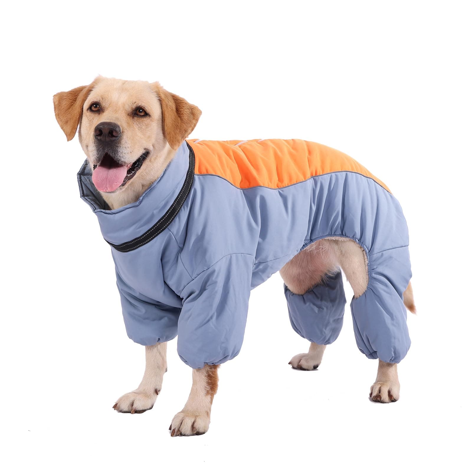 Toasty Warm Fullbody Coat for Dogs, Outdoor Reflective Windproof Dog Snow Jackets, Dog Zip Up Thick Lined Snowsuit with Leash Ring, HazeBlue,16