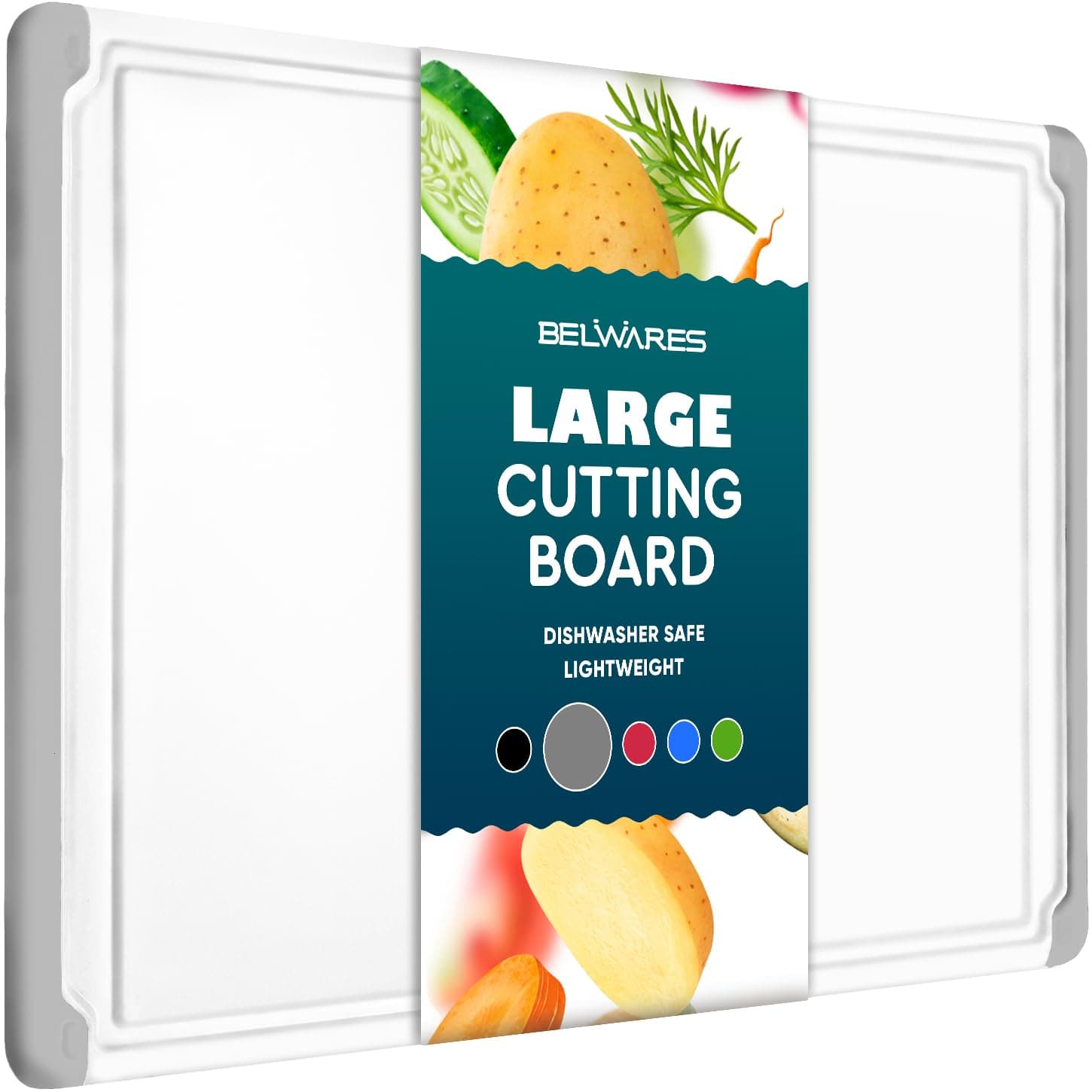 Large Cutting Boards for Kitchen - Dishwasher Safe Non-Slip Cutting Boards with Juice Grooves, Easy Grip Handles - Large and Thick Chopping Board (Grey)