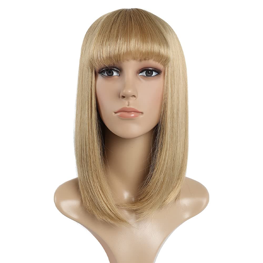 SYXLCYGG Bob Wig Blonde Wigs 14" Hair Wigs With Bangs Cosplay Party Daily
