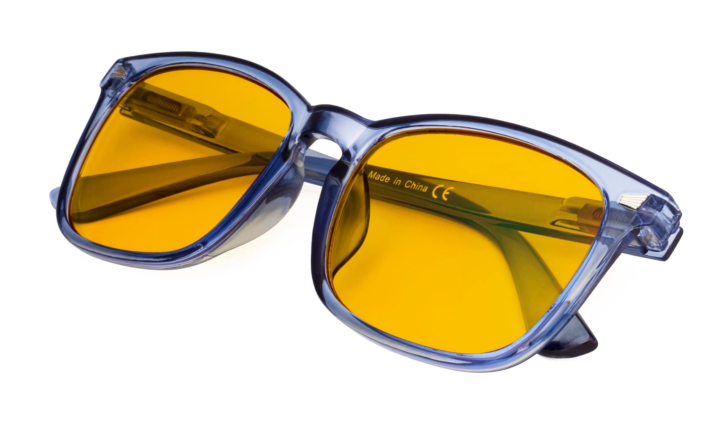 Reducblu oversized Square Blue Light Blocking Reading Glasses with Amber Tinted Filter Lens for Women - Blue Frame +2.00