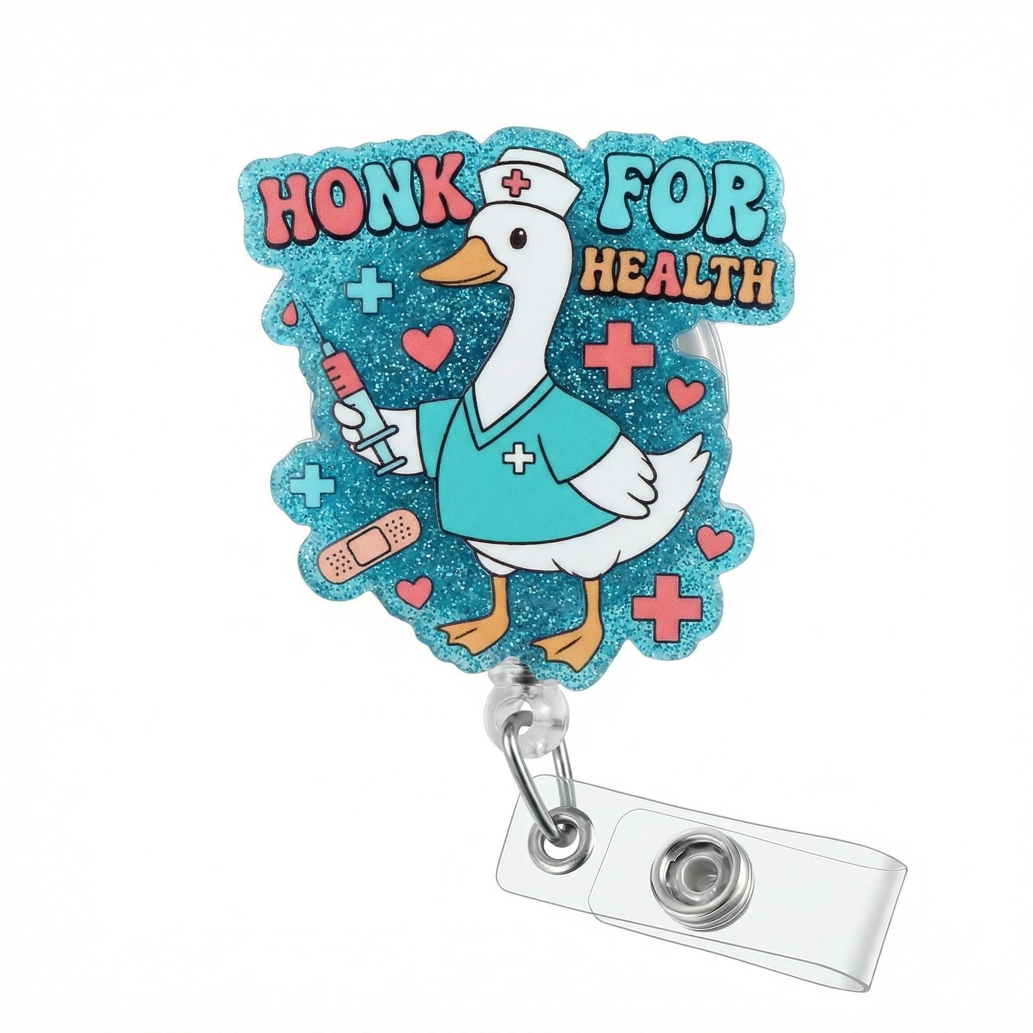 Funny Nurse Badge Reel with ID Holder,Cute Work Badge Holder with Retractable Clip,Nurse Gift for RN LPN CNA MA BSN Nursing Student Teacher Doctor Healthcare Workers Doctor (HONK for Health)